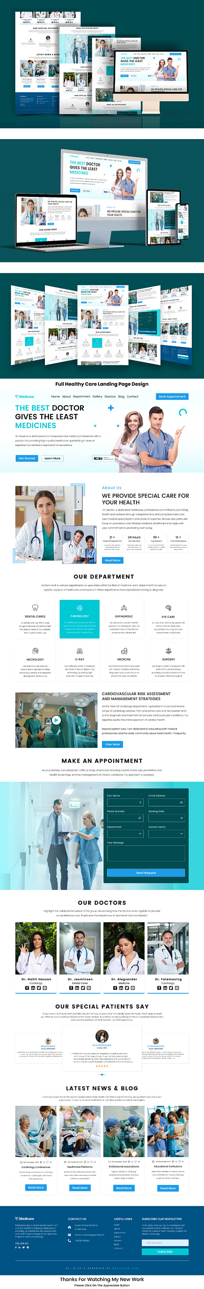 Medical Landing Page Design branding doctors landing page figma figmadesign health landing page landing page design medical landing page ui userexperience userinterface websitedesign webui