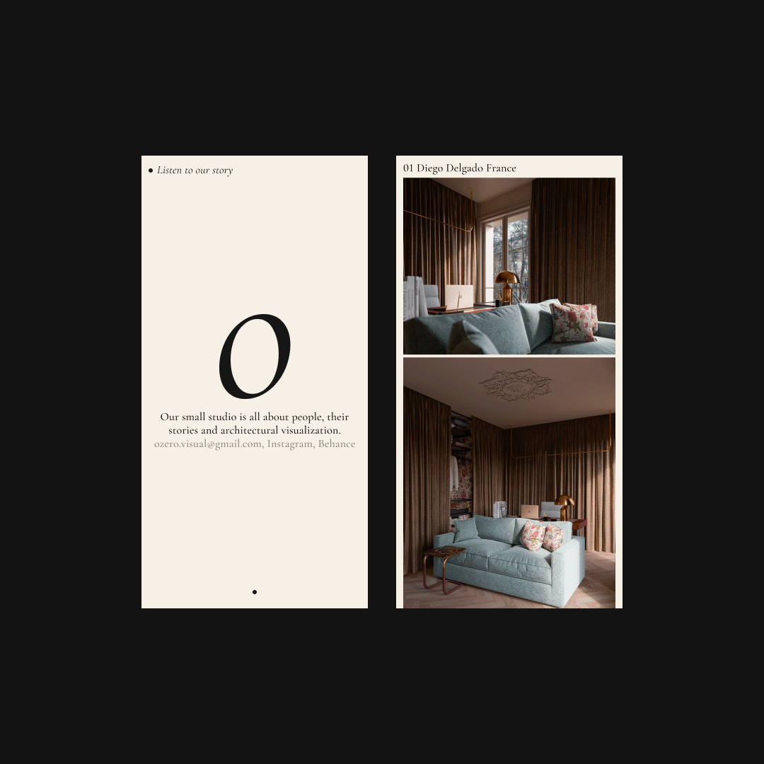 Ozero [Portfolio Website] 2024 architecture branding css daily ui gallery logo minimal motion graphics portfolio typography ui
