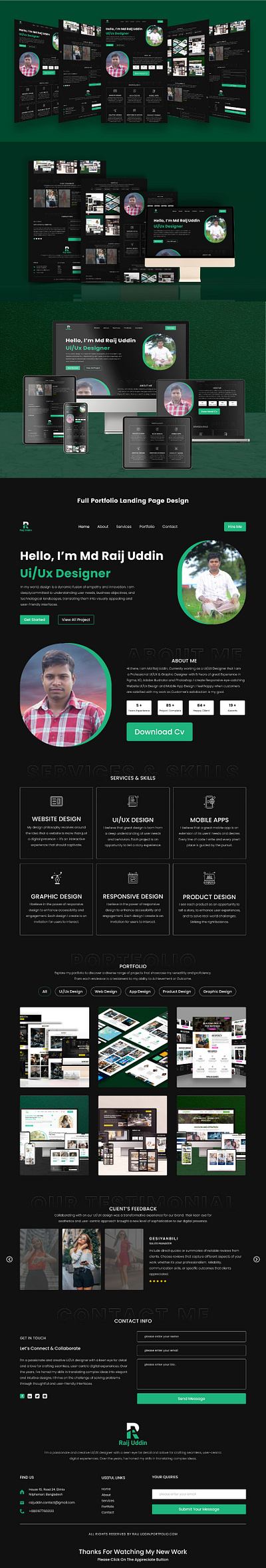 Portfolio Landing Page Design. branding figma figmadesign graphic design personal portfolio portfoliolandingpagedesign ui uidesign uiux userexperience userinterfacedesign uxdesign websitedesign webui