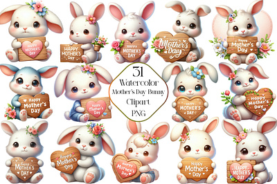 Happy Mother's Day Bunny Clipart tender