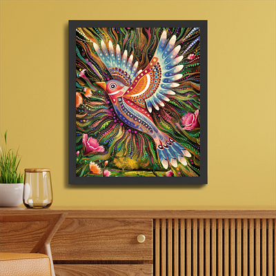 Dot art colorful bird abstract bird illustration bohemian boho boho wall art colorful bird design dot art florals flowers graphic design illustration mandala art wall art watercolor