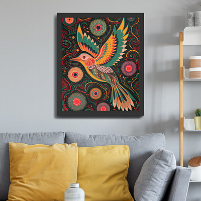 Dot art of a colorful bird abstract abstract painting bird bird illustration bohemian boho colorful bird cute design dot art florals flowers graphic design illustration mandal art poster wall art watercolor