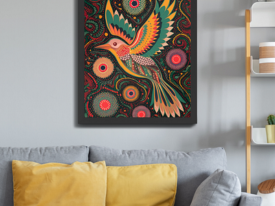 Dot art of a colorful bird abstract abstract painting bird bird illustration bohemian boho colorful bird cute design dot art florals flowers graphic design illustration mandal art poster wall art watercolor