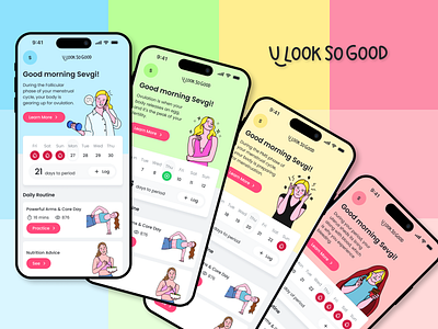 U Look So Good is live! app calendar coaching cycle follicular home luteal menstrual mobile mood nutrition ovulation period personal theme tracker tracking ui ux wellness