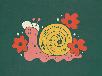 One Day At A Time a at cute day design flower font handmade illustration kids lettering one snail texture time type typography