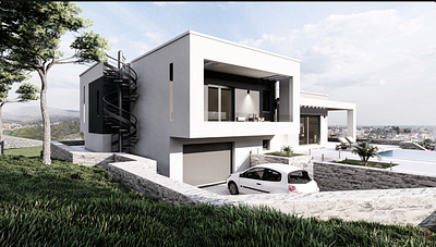 Modern residential construction in Chios island, Greece 3d design 3d render architecture landscape design