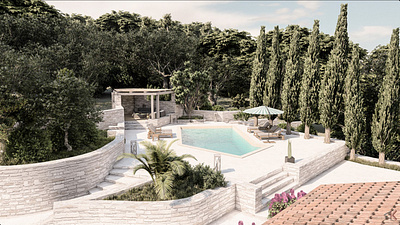 Pool and patio design in Chios, Greece 3d design 3d render architecture landscape architecture