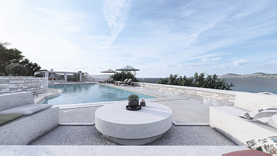 Pool and lounge area design in Chios, Greece 3d design 3d render architecture landscape architecture landscape design