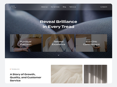 Linen & Light - Landing Page beranda design home page landing page laundry light linen ui ux website