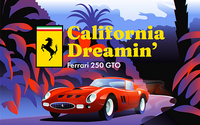 Ferrari 250 GTO 2d adobe illustrator branding design flat illustration illustrator art logo ui vector