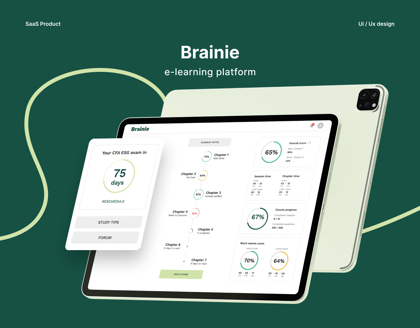 Brainie | SaaS Product | E - learning Website e learning exams saas product ui ux web design website