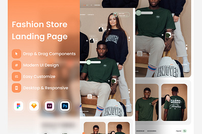 Gunma - Fashion Store Landing Page V2 application apps fashionable interface landing layout merchandise page retail screen store stylish user wear website