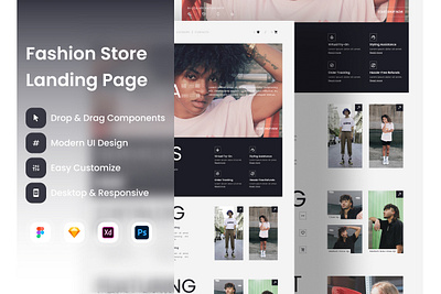 Shikawa - Fashion Store Landing Page V1 application apps fashionable interface landing layout merchandise page retail screen store stylish user wear website