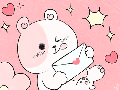 Love Note animal cartoon cute digital art drawing hamster illustration kawaii love lovecore pink