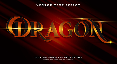 Dragon 3d editable text style Template golden