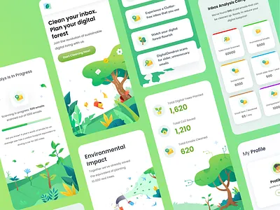 Digital Cleaner Application Design Exploration app app design application cleaner colorful design digital forest gradient icons illustration inbox mobile mobile app nature platform ui ux vector