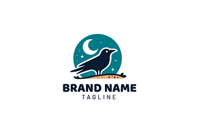 RAVEN AT NIGHT LOGO brand graphic design logo modern simple