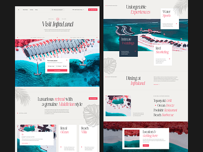 InfraLand - Tourism Booking Website beach booking clean destination discover hotel landing page layout resorts saas ticket tourism travel typography ui ui design uiux villa web design website