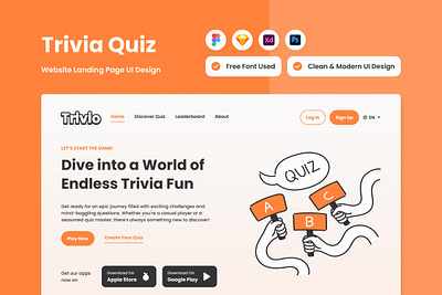 Trivio - Trivia Quiz Landing Page V2 landing layout ui ux website