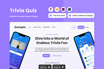 Quizopia - Trivia Quiz Landing Page V2 landing layout ui ux website