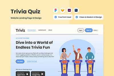 Triviz - Trivia Quiz Landing Page V2 design landing layout ui ux website