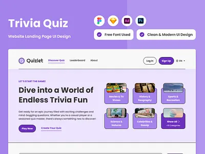 Quizlet - Trivia Quiz Landing Page V1 design landing layout ui ux website