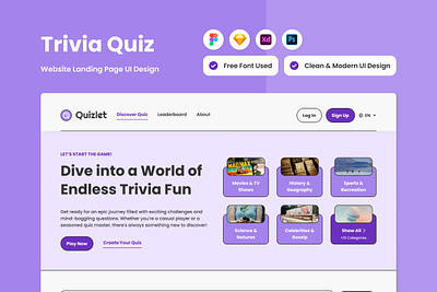 Quizlet - Trivia Quiz Landing Page V1 design landing layout ui ux website