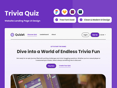 Quizlet - Trivia Quiz Landing Page V2 design landing layout ui ux website