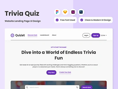 Quizlet - Trivia Quiz Landing Page V3 design landing layout ui ux website