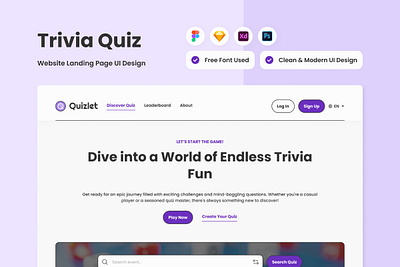 Quizlet - Trivia Quiz Landing Page V3 design landing layout ui ux website