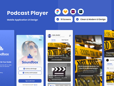 Soundbox - Podcast Player Mobile App apps design layout podcast ui ux website