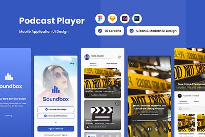 Soundbox - Podcast Player Mobile App apps design layout podcast ui ux website