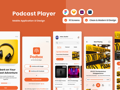 Podbox - Podcast Player Mobile App application apps design layout podcast ui ux