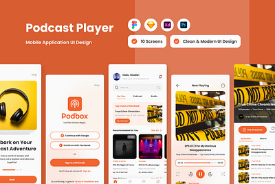 Podbox - Podcast Player Mobile App application apps design layout podcast ui ux