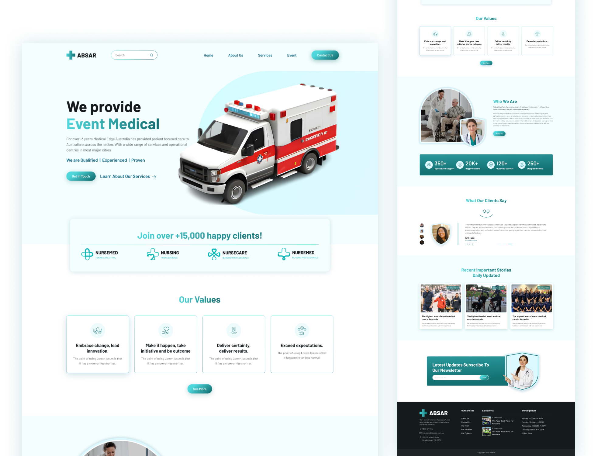 Medical Website (Figma) 3d branding event medical figma graphic design illustrator landingpage logo medical motion graphics portfolioui psd team medical ui user experiance userinterface ux web ui website xd