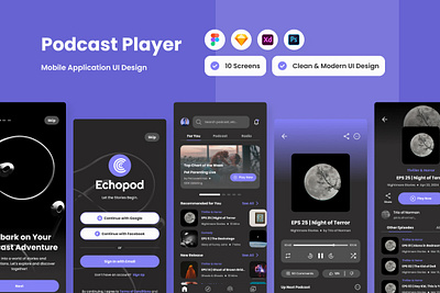 Echopod - Podcast Player Mobile App application apps design layout podcast ui ux