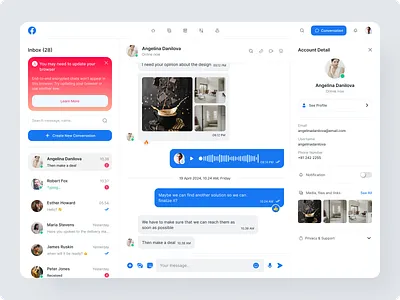 Facebook Messenger - Redesign chat chat window facebook fb messenger figma high fidelity light mode messaging app messenger product design redesign revamp texting ui uidesign uiux ux web design website