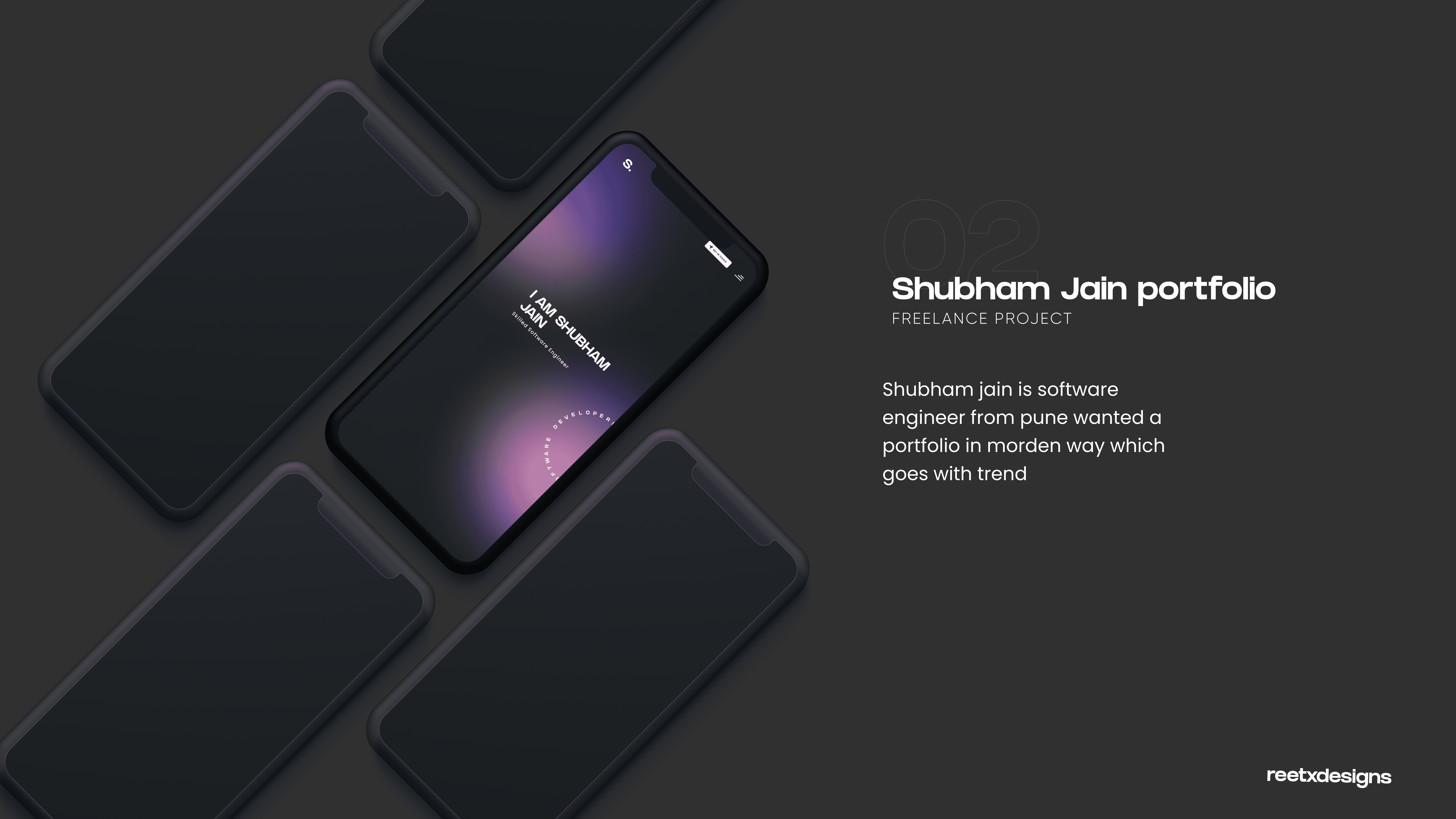 Shubham Jain portfolio Design appui blacktheme darkui developer figma mobileapp portfolio ui ux website websiteui