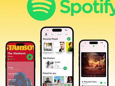 Spotify redefined - Light Theme app design music app spotify ui ux