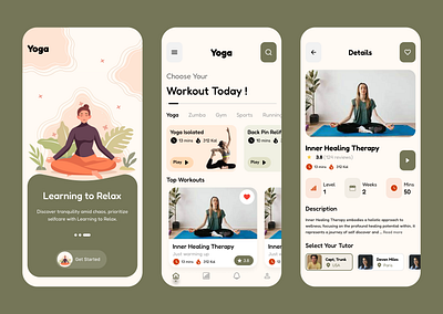 Yoga And Meditation Mobile App app branding learning logo meditation mobile screens the workout yoga yoga app