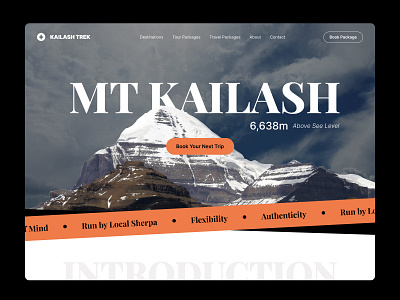 Kailash Trek Hero Banner Design Concept hero banner trekking website design ui design web design