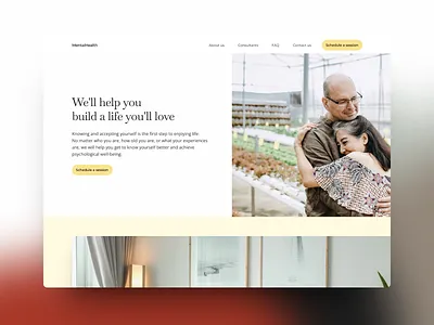 Mental health - website branding design freelance health kosma mental opentowork ui web web design webflow website yellow
