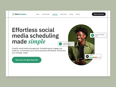 Social Media Post Scheduler Website Header corporate website graphic design landing page modern ui design post scheduler saas saas landing page scheduler app scheduler web social media social media post ui ux design web application web design website header