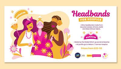 Poster 'Headbands For Hospice' graphic design illustration poster