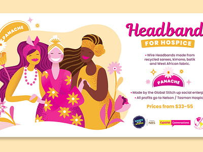 Poster 'Headbands For Hospice' graphic design illustration poster