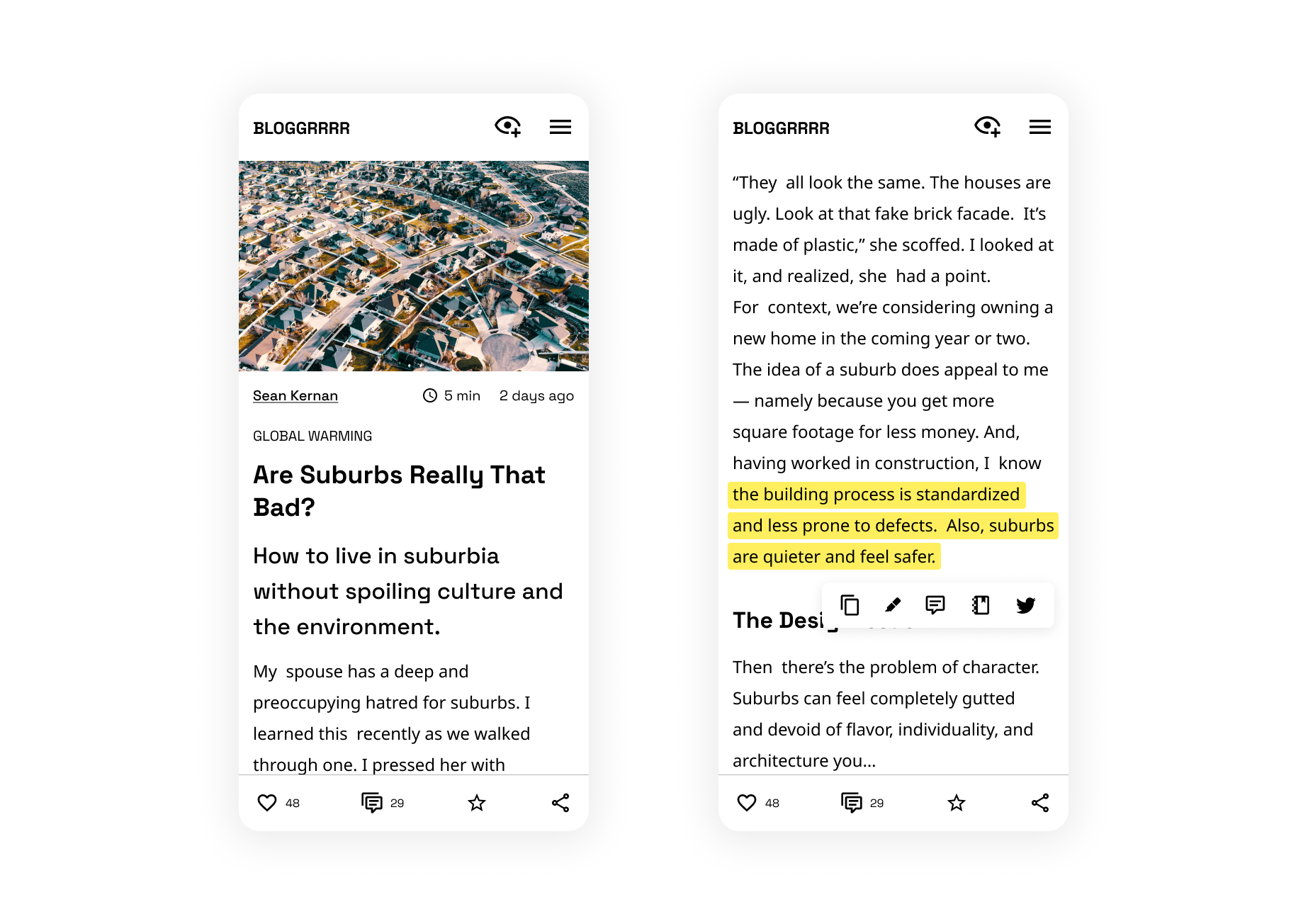 Daily UI 035 - Blog Post app black and white blog post clean daily ui dailyui design edit minimalist simple typography ui ui design ux ux design
