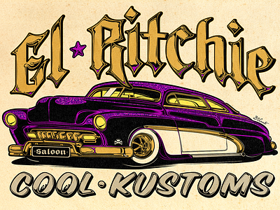 EL RITCHIE branding custom david vicente design digital art graphic design illustration inking kustom kulture logo mercury metalflakes rockabilly