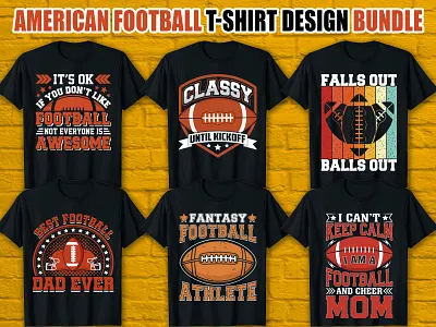 American Football T-shirt Design Bundle american american football athlete ball ball design custom t shirt design football football t shirt design graphic design rugby shirt soccer sports sports design sports tee sportswear t shirt tee shirt typography typography t shirt