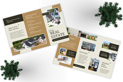 Project 06 - Modern Real Estate Trifold Brochure brochure business creative design elegant graphic design home house minimalist modern print print design print template promotion property real estate trifold brochure