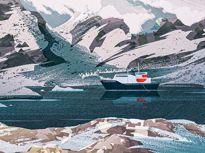 Virtual Plein Air 2d antarctica arctic boat digital painting greenland ice illustration landscape mountain ocean sea ship snow vessel water winter